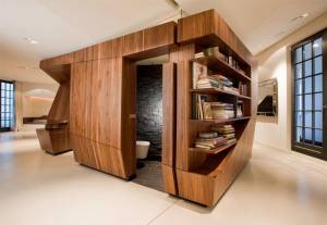 Loft-interior-design-wth-wooden-compartment